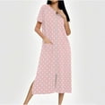 thumbnail image 2 of Fartey Women's Polka Dots Zipper Front Robes Loose Casual Short Sleeve Nightgown Soft Comfy Long Loungewear with Pockets Pink S, 2 of 8