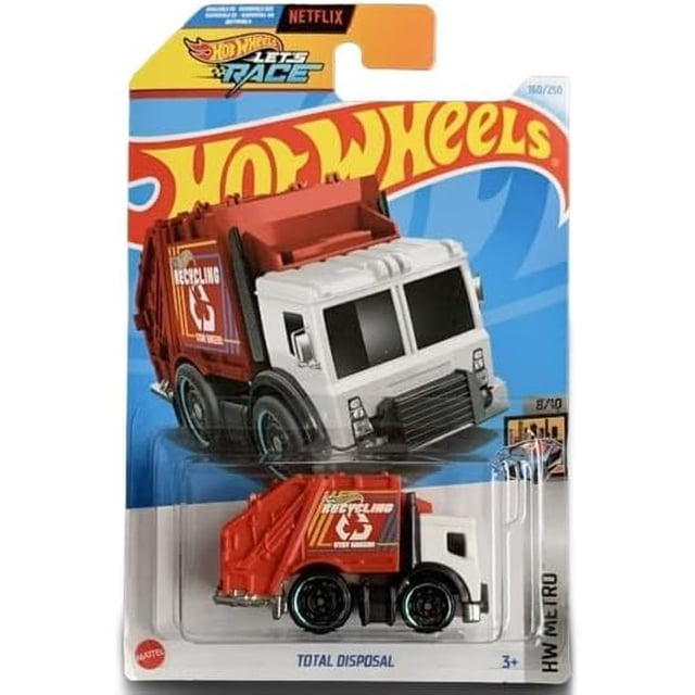 Hot Wheels Total Disposal Rojo a Escala 1:64 de Fundición