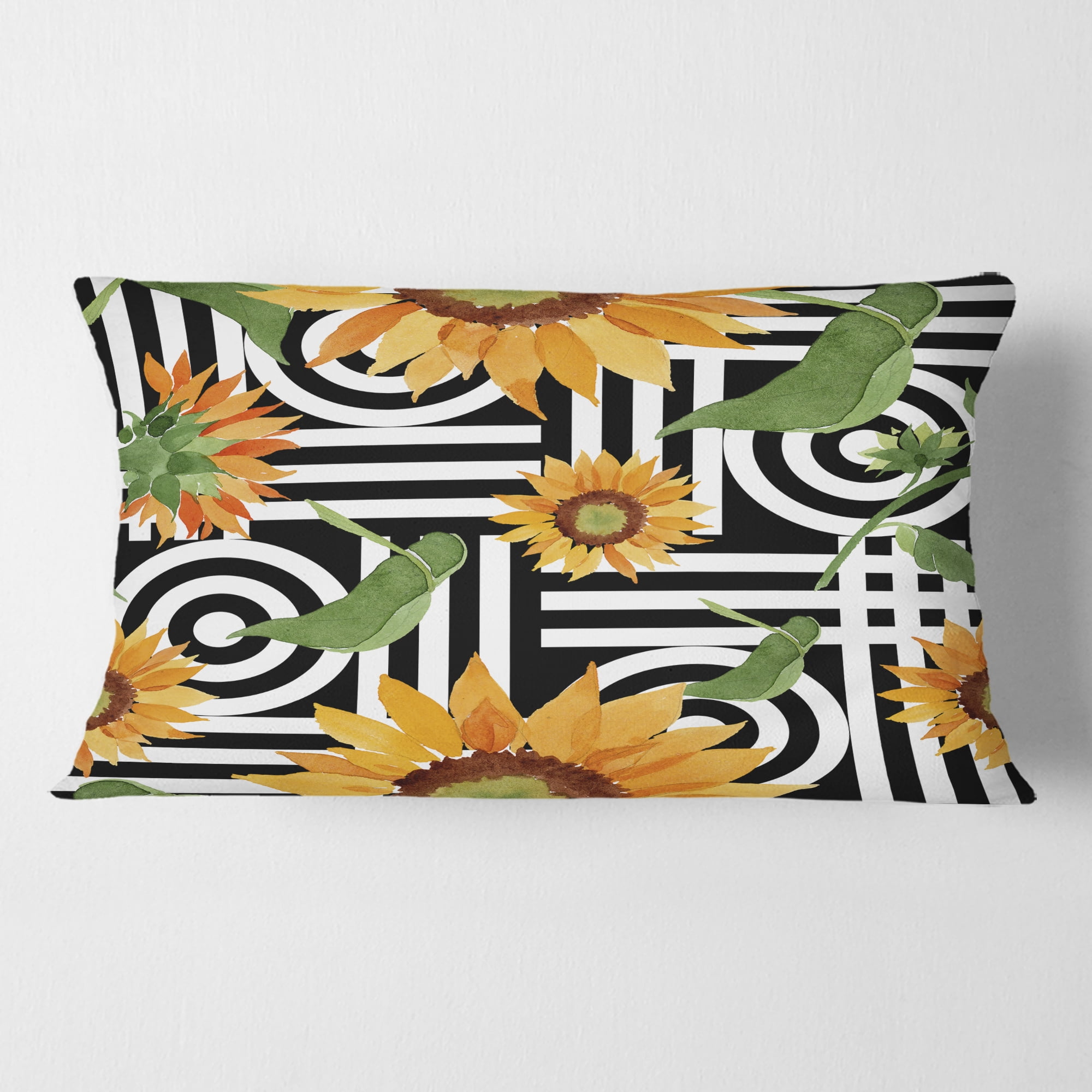 Designart Retro Floral Botanical II' Mid-Century Modern Throw Pillow - 12x20