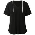 thumbnail image 2 of Black Womens Blouses Womens Long Sleeve V Neck Hoodie Sweatshirts Lightweight Pullover Tops Ladies Tops and Blouses, 2 of 6