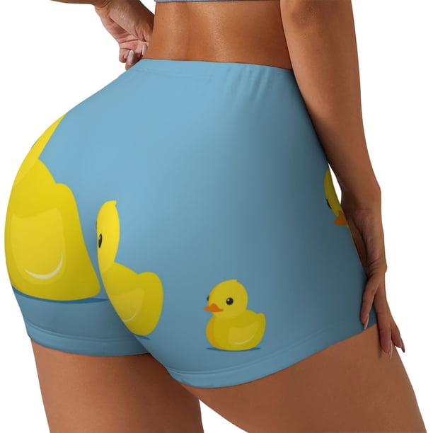 Balery Cute Ducky Pantalones cortos de entrenamiento estampados para mujer, sin costuras, ajustados, para gimnasio, yoga, correr, deportes, ejercicio activo, fitness.-Large
