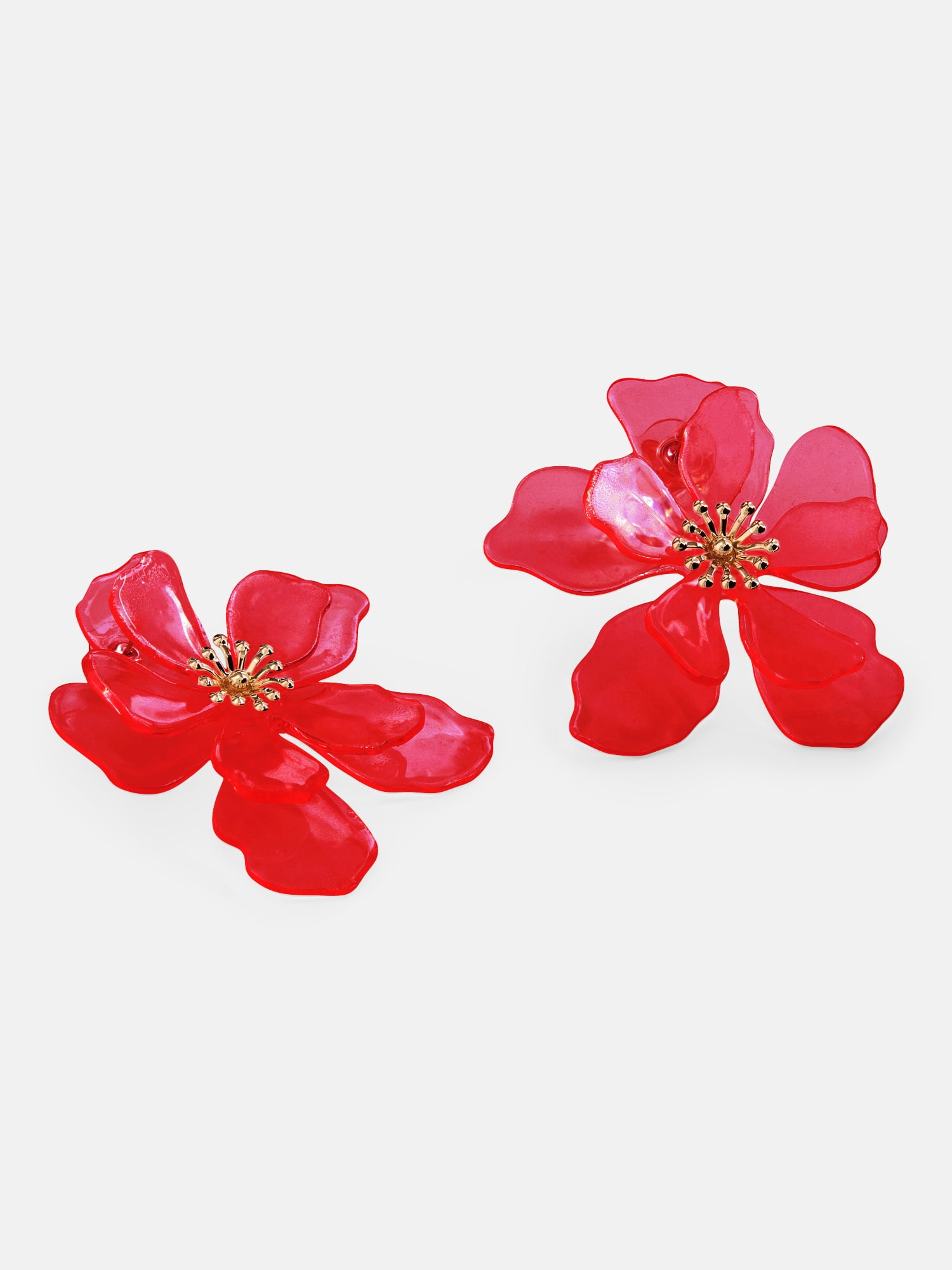 Free Assembly Women's Sculpted Flower Stud Earrings, Pink