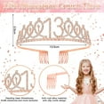 thumbnail image 2 of Sweet 13th Birthday Decorations Gifts Girl, Happy Birthday Party Supplies with Sweet 13 Sash, Tiara Rhinestone Crown, Black Rose Gold Balloon, Cake Topper, Keyring for 13th Party Decor Supplies Favor, 2 of 8