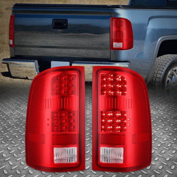Nuvision Full LED Tail Light Brake Lamps for 07-14 GMC Sierra 1500 2500Hd 3500HD, Red