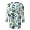 thumbnail image 4 of TSADFHJI Hauts pour Femmes T-Shirt Décontracté à Imprimé Floral Col Rond Manches 3/4 Coupe Ample TG Vert, 4 of 5