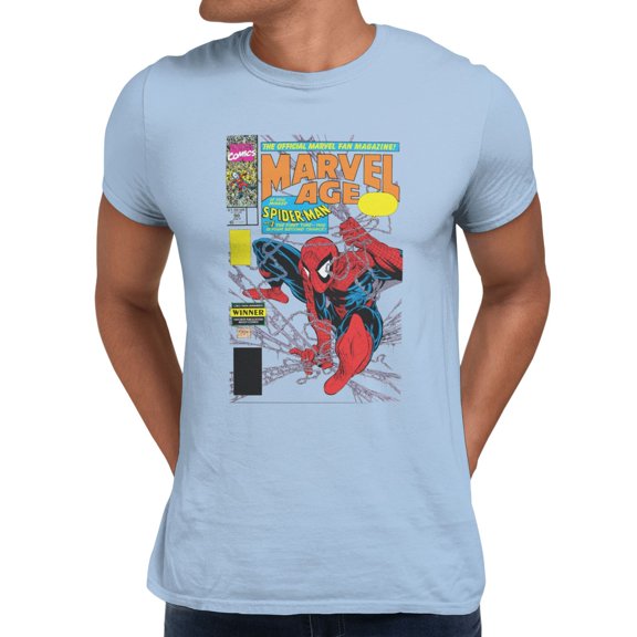 Marvel Spider-Man Classic Magazine Style Men's T Shirt (Light Blue, S-XXXL)