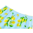 thumbnail image 5 of Beezizac Silky Satin Pajama for Girls - Lemon Blue Coat Style Button Down Short Sleeves & Pants Set 2-Piece PJ Size 6-16, 5 of 7