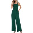 thumbnail image 2 of ABATAB Women's Casual Loose Overalls One Piece Sleeveless Smocked Jumpsuits Wide Leg Long Pant Rompers with Pockets, 2 of 7