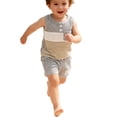 thumbnail image 1 of Boy Outfits Set Grey Sleeveless Tank and Shorts Spring Outfits 3-6 Months Boys Clothes, 1 of 7