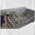 thumbnail image 6 of Ethnic Soft Flannel Fleece Throw Blanket, Antique Leaves Hearts Borders Roman Florals Ivy Theme Artwork Image, Cozy Plush for Indoor and Outdoor Use, 50" x 70", Taupe Black Tan, by Ambesonne, 6 of 6
