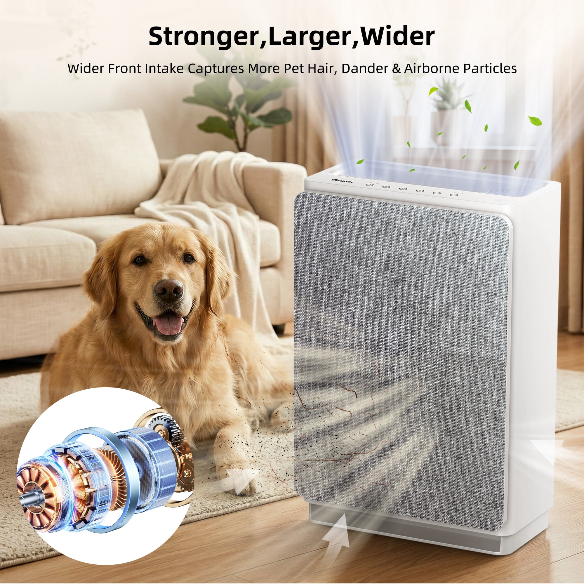 VEWIOR Air Purifiers for Home Large Room Up to 3000ft², H14 True HEPA Air Purifier with Powerful 5 Stage Filtration