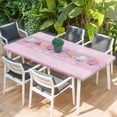 thumbnail image 2 of Pink Summer Coastal Table Cloths for 5 Foot Rectangle Tables, Modern Ocean Waves Starfish Shell Patio Waterproof Elastic Fitted Tablecloths, Washable Rectangular Table Cover for Camping, 2 of 8