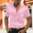 thumbnail image 3 of Rvwovn Men's Button Down Dress Shirt, Short Sleeve Muscle Fit Satin Tops for Business Wedding (S-5XL), 3 of 7