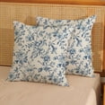 thumbnail image 2 of Blue Floral Pillow Covers 18x18 Set of 2 Blue and Cream Chinoiserie Floral Decorative Throw Pillows Vintage Rustic Toile Flower Pillowcase Outdoor Decor Linen Cushion Covers for Couch Sofa, 2 of 14