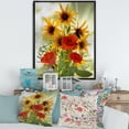 thumbnail image 2 of Designart 'Poppies and Sunflowers In The Wild' Traditional Framed Canvas Wall Art Print, 2 of 5