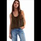 thumbnail image 1 of Blusas de Verano Bohemias con Lazo Frontal para Mujer, Blusas Playeras de Encaje con Botones, Sin Mangas, de de , Y2k 2025, Marrón Oscuro, L, 1 of 6