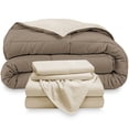 thumbnail image 2 of Bare Home Microfiber 6-Piece Taupe/Sand Comforter, Sand Sheet Set Reversible Bed in a Bag, Split King, 2 of 6