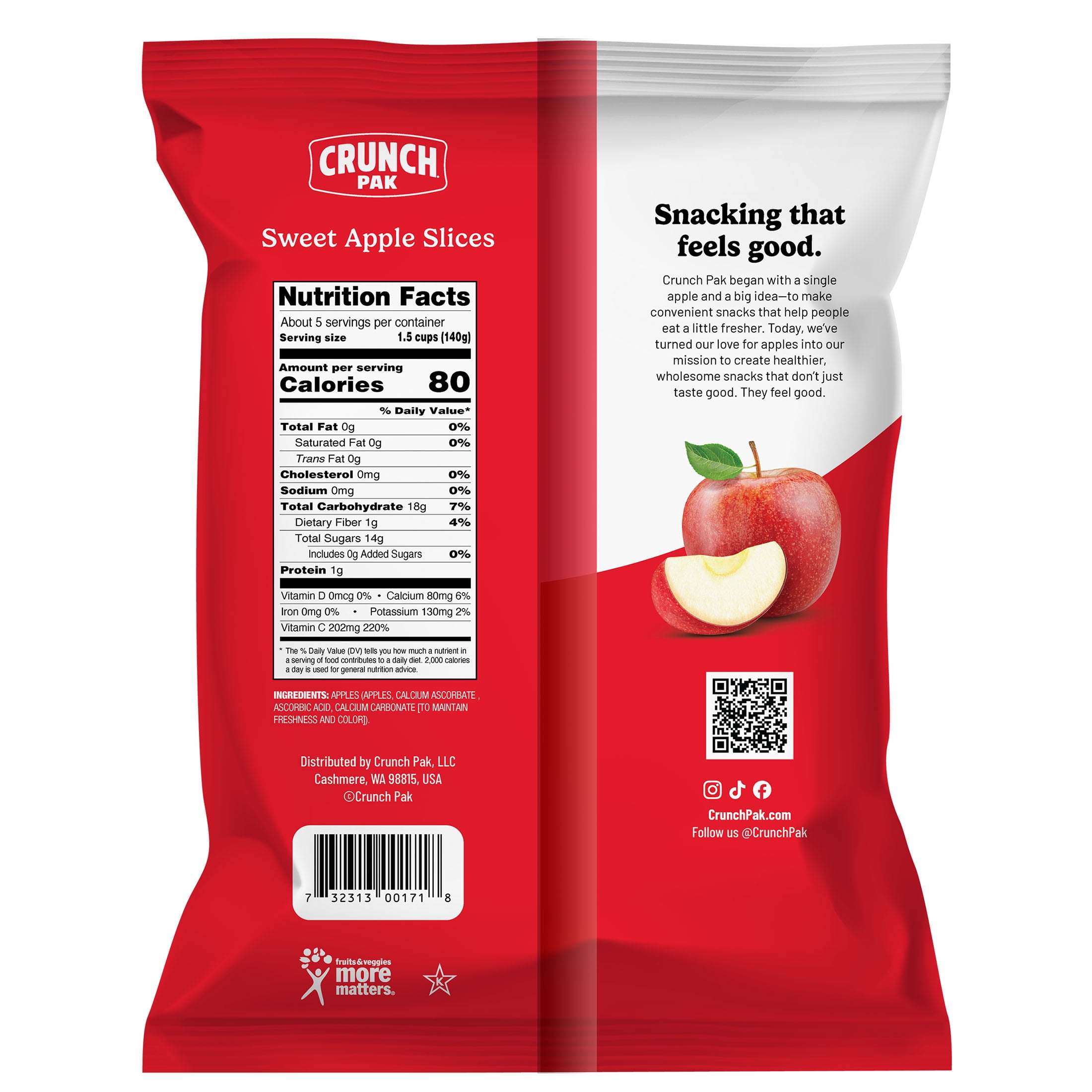 Crunch Pak Fresh Sweet Apple Slices, Family Size, 24 oz Resealable