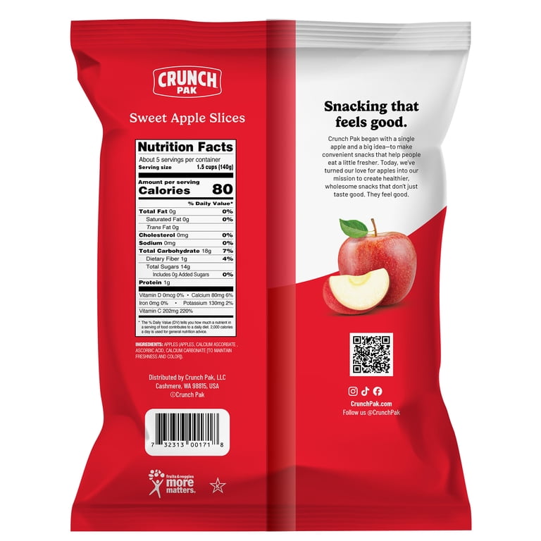 Crunch Pak Fresh Sweet Apple Slices, Family Size, 24 oz Resealable