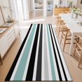 thumbnail image 3 of Hallway Runner Rug 2'x6', Turquoise Black Stripe Kitchen Runner Rugs Non-Slip Carpet Mats, Modern Abstract Coarse Striped Bedside Rugs Runners Washable Floor Carpet for Bathroom Laundry Room, 3 of 8