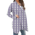 thumbnail image 5 of Guieoi Jackets for Women Clearance under $10.00 Women's Casual Long-sleeved Plaid Printed Cardigan Jacket Purple Black*Friday/Cyber*Monday Clearance, 5 of 6