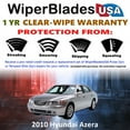 thumbnail image 2 of 2010 Hyundai Azera Beam Wiper Blades Wipers w/1yr Warranty (Set of 2) (WiperBladesUSA), 2 of 5