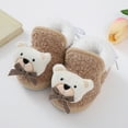 thumbnail image 2 of Dakaela Infant Baby Boys Girls Slippers Cozy Fleece Socks Booties Cartoon Newborn Crib Shoes Indoor Slip on House Walking Shoes Khaki, 2 of 5