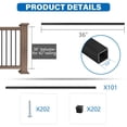 thumbnail image 4 of HTWAVE 101 Pack 36" Deck Balusters, Aluminum Balusters for Deck Railing, Metal Deck Spindle Staircase Baluster, Hollow Square Stair Porch Spindles with Screws for Railing Fencing W/Conectors, 4 of 4