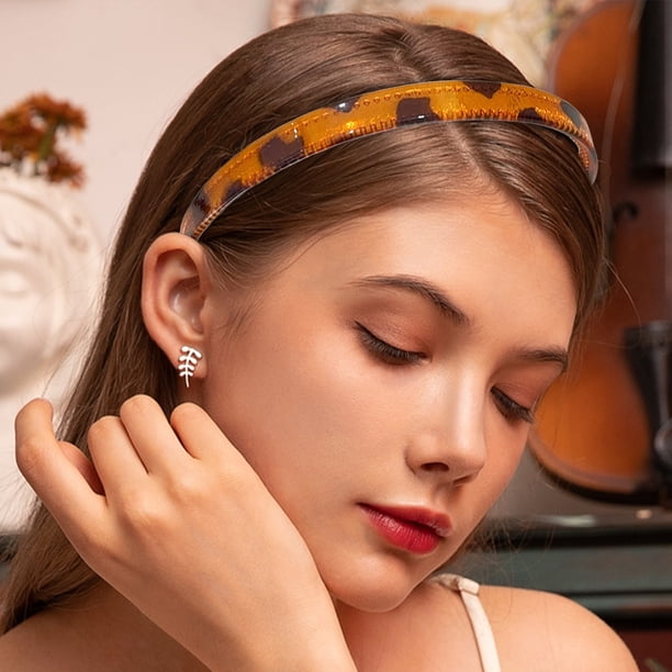 Hot6sl Diadema Invisible Transparente Redonda - Diadema Gruesa Rizada Diademas de Grosor Medio para Mujeres Diadema para Cabello Fino Bandas para Cabello Rizado Cabello Carey Oscuro Claro