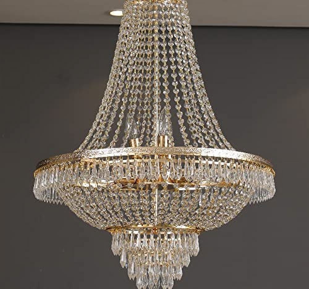 Denest French Empire Dimmable 9 Light K9 Crystal Kitchen Home Office Flush Mount Ceiling Light Fixture