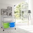 thumbnail image 3 of CRXX Rolling Storage Cart w/ 4 Drawers 2 Shelves Metal Rack Shelf Home Office School Beauty Salon Utility Organizer Cart with Wheels (Blue & Green), 3 of 10