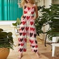 thumbnail image 5 of Fgvctg Valentine's Day Womens Jumpsuits Wide Leg Pant Comfy Love Heart Graphic Overall Sleeveless Rompers Spaghetti Straps Jumpsuits Loose Bib Overalls Sprimg Clothes With Pockets Watermelon Red L, 5 of 5