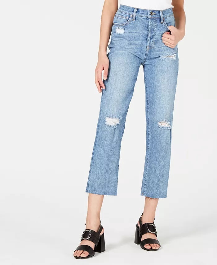 Kylie Women's Ripped Cropped Jeans Blue 