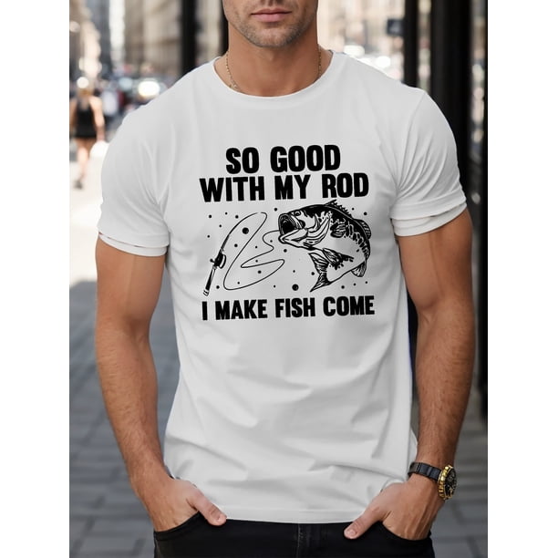 Summer Men's Short Sleeve I Make Fish Come Print T-shirt Top