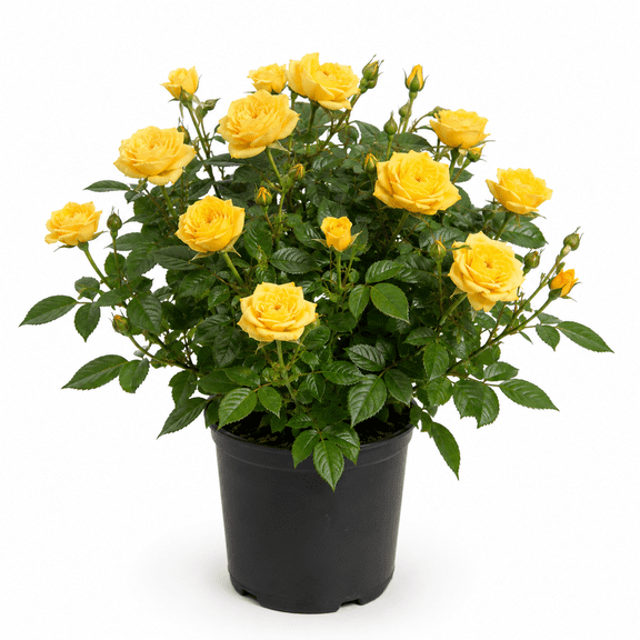 Yellow Mini Rose Live Plant, 4-8 Inch Tall Miniature Rose Bush in 4 Inch Pot, Yellow Flowering Plant for Patio Containers