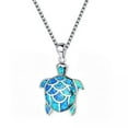 thumbnail image 6 of HOOUN New Opal Cute Turtle Necklace Pendant Silver Chain Jewelry Sweater Chain Gift, 6 of 7