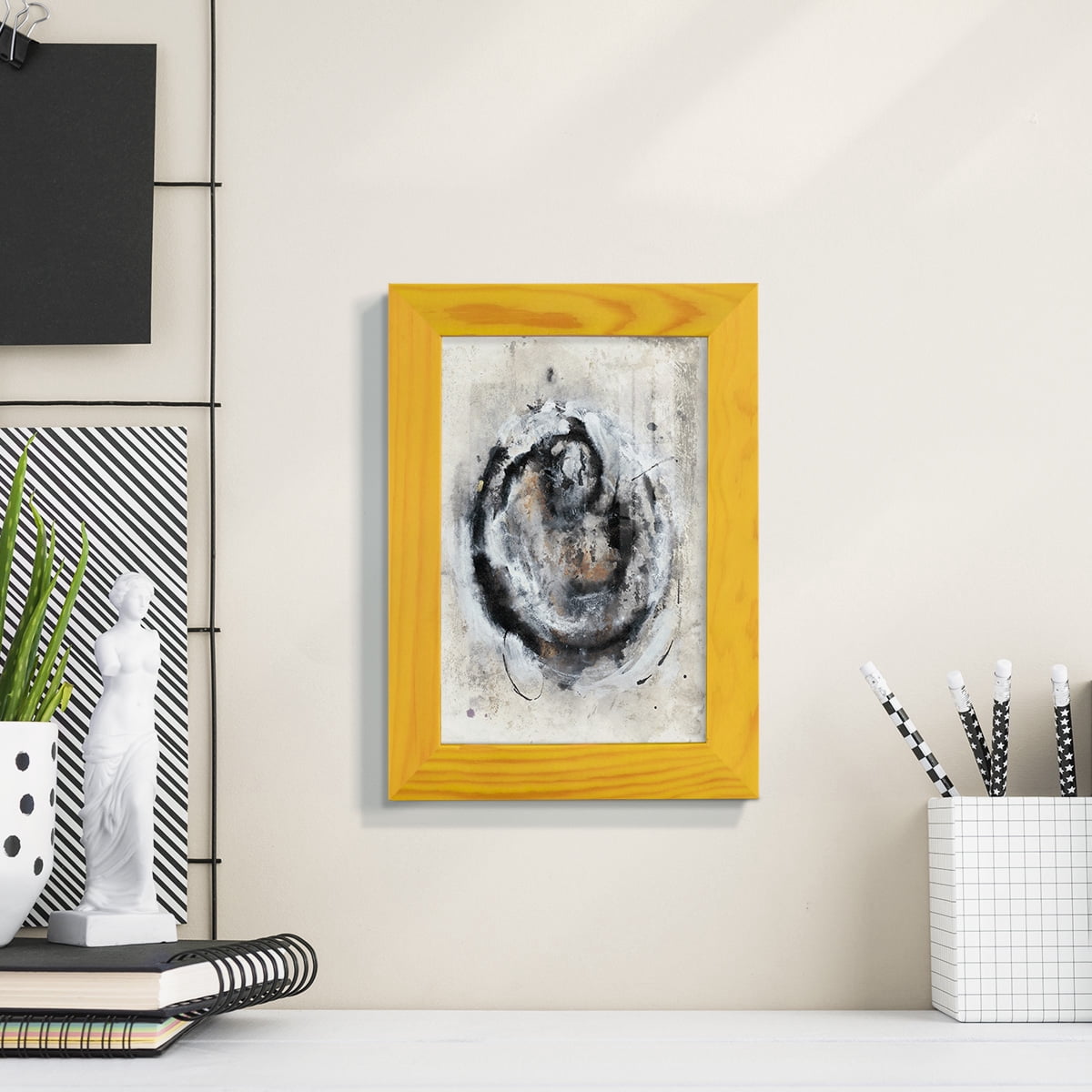 Circular Energy III -Framed Print w/glass-Sunflower Yellow