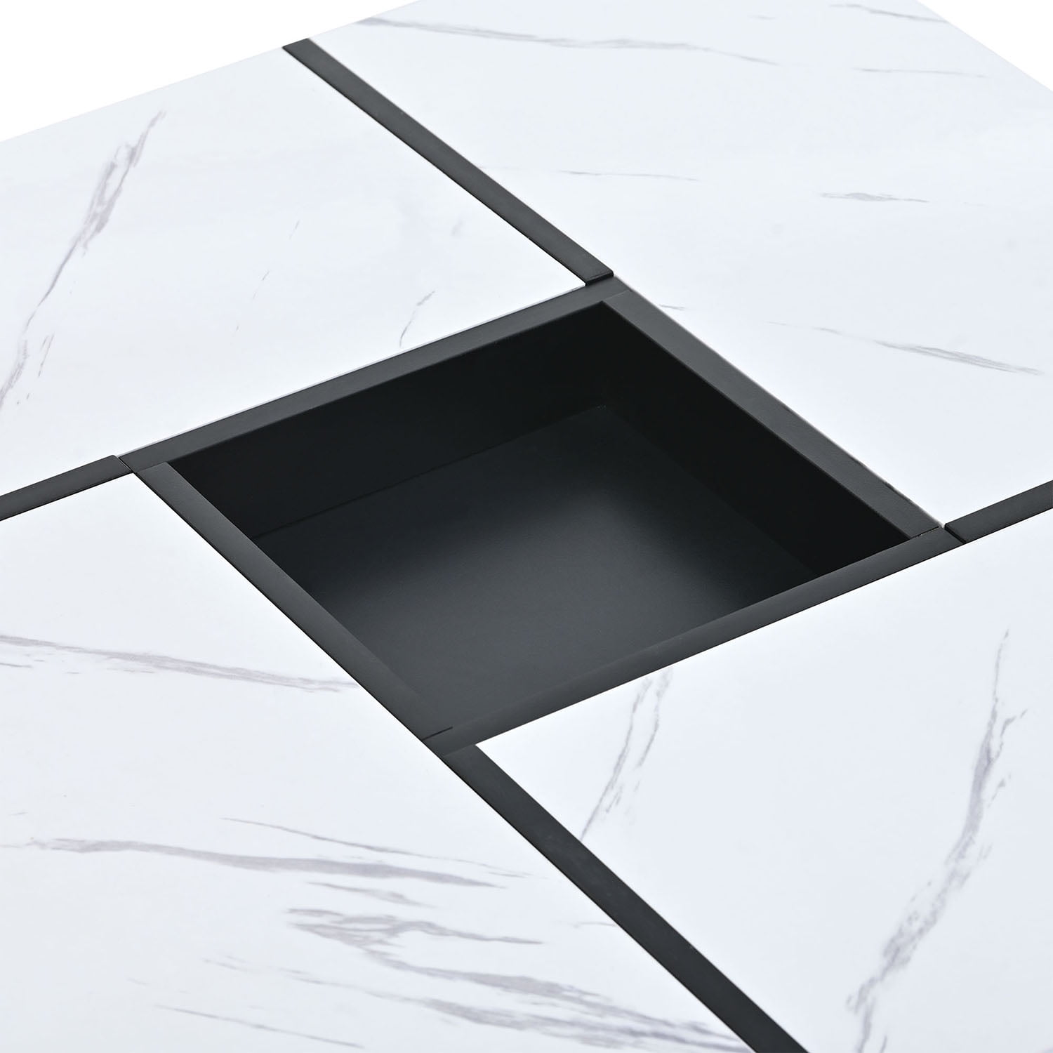 Kadyn 2-layer Coffee Table, Sofa Center Table with Casters, UV High-gloss Marble Center Table with Removable Tray for Living Room, White+Black Kadyn 2-layer Coffee Table, Sofa Center Table with Casters, UV High-gloss Marble Center Table with Removable Tray for Living Room, White+Black