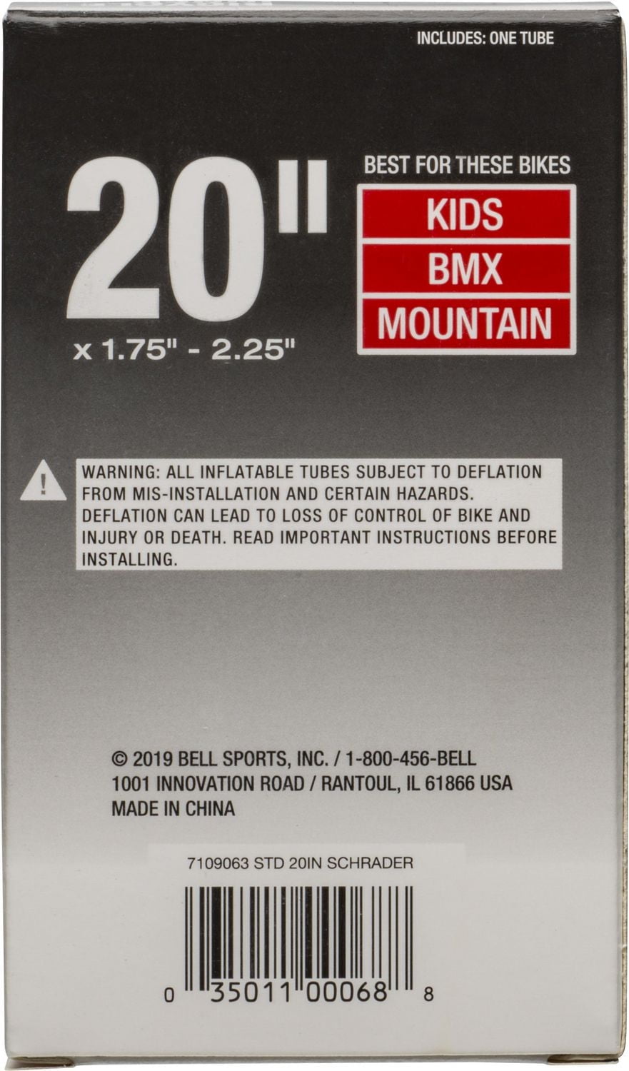 Tube intérieur de bicyclettes de 20 po de Bell Sports 20 po