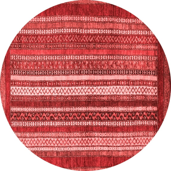 Ahgly Company Indoor Round Abstract Red Modern Area Rugs, 3' Round