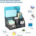 thumbnail image 4 of Desk Organizer Caddy and Accessories Holder with Storage Drawer + 6 Compartments, Pen Organizer w/Sticky Note Tray, Desk Essential to Collect Desk Supplies for Office Home Dorm Room, Black by Scheam, 4 of 6