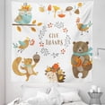 thumbnail image 1 of Thanksgiving Tapestry, Giving Thanks Being Grateful Cartoon Animals Grizzly Bear Wild Mushrooms, Fabric Wall Hanging Decor for Bedroom Living Room Dorm, 5 Sizes, Multicolor, by Ambesonne, 1 of 1