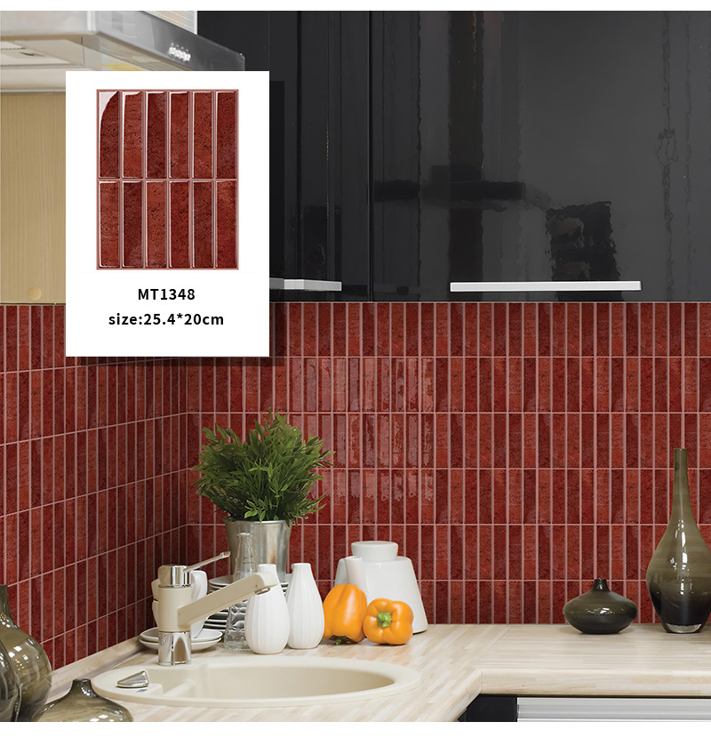 Firefly Hope 10 Sheet 10"×7.9" New Upgrade Large Premium Peel and Stick Subway Tile, Waterproof Removable Kitchen Backsplash for DIY Home Renovation, Red