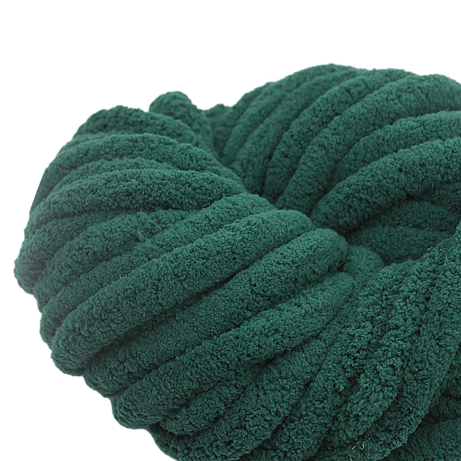Abbraccia Chunky Chenille Yarn for Crocheting, Bulky Thick Yarn for Knitting,Super Bulky Chunky Yarn for Hand Knitting Blanket Dark Green
