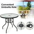 thumbnail image 6 of KOTEK 32'' Patio Table with Umbrella Hole, Outdoor Bistro Table w/Tempered Glass Top & Sturdy Metal Frame, Round Patio Dining Table Coffee Table for Garden, Balcony, Poolside, 6 of 8