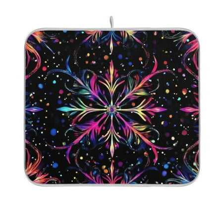 

Abstract Gorgeous Snowflake-like Pattern Dish Drying Mat Absorption Pad Kitchen Drainer for Counter Dinning Table 16 x 18