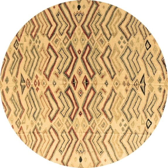 Ahgly Company Indoor Round Abstract Brown Modern Area Rugs, 8' Round