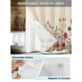 thumbnail image 3 of No Hook Shower Curtain with Snap in Liner Red Flowers Shower Curtain -Fabric Waterproof Inner Liner, Plants Watercolor Floral Retro Linen Shower Curtains Washable 72"x84", 3 of 9