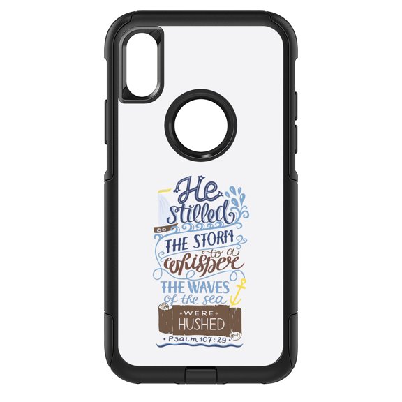 DistinctInk Custom SKIN / DECAL compatible with OtterBox Commuter for iPhone X / XS (5.8" Screen) - Psalm 107:29 - He Stilled the Storm, Waves Were Hushed
