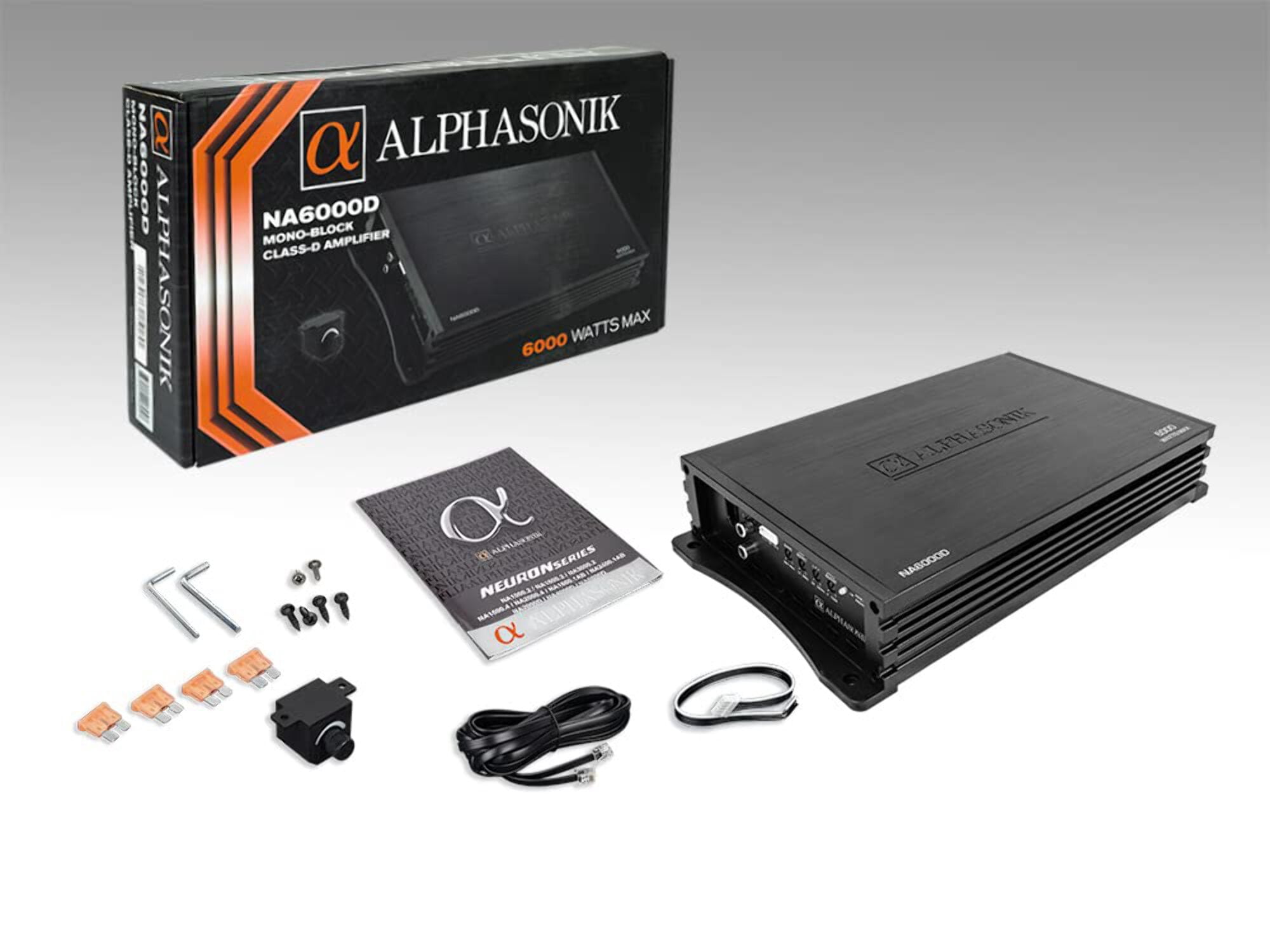 Alphasonik NA6000D Monoblock 6000W Max Class-D Amplifier w/ Remote Bass Knob